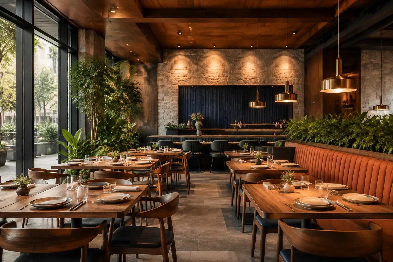 Contemporary restaurant dining room